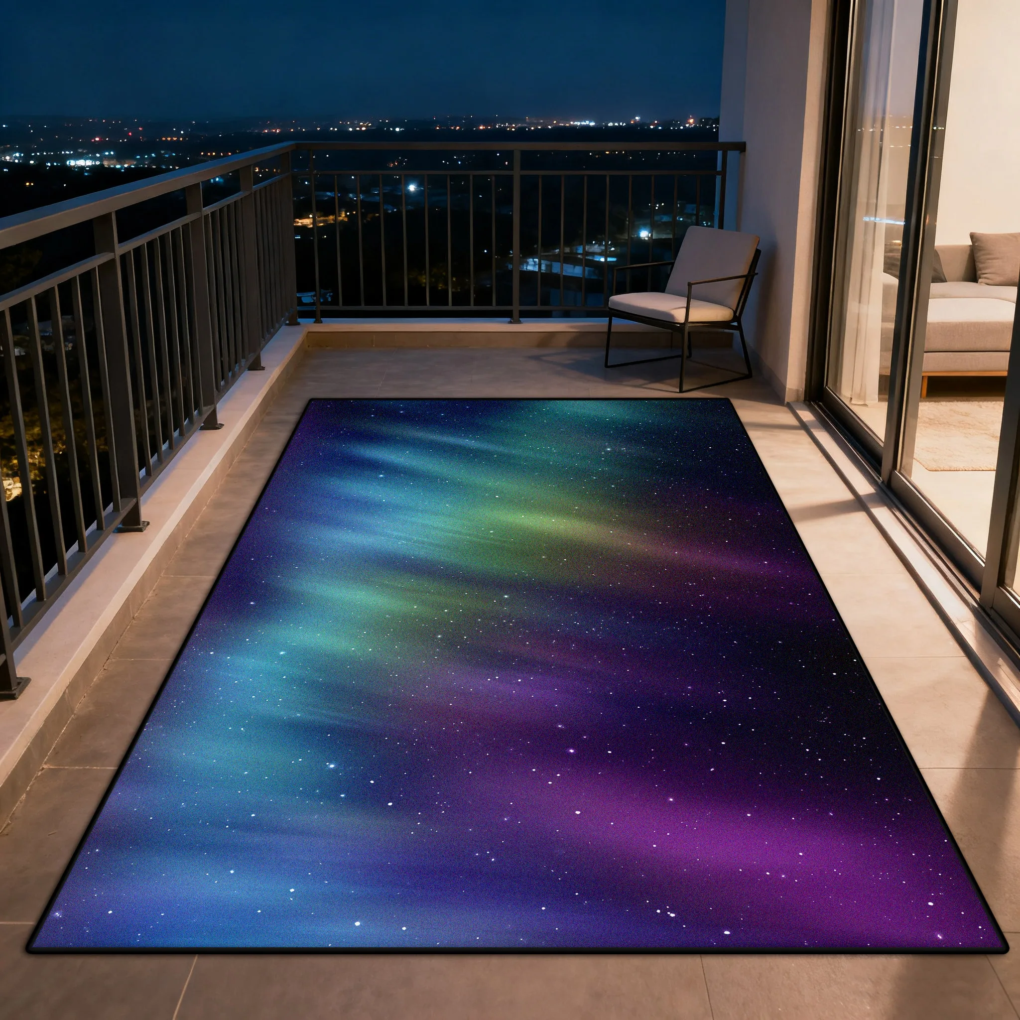 

Modern 3D Aurora Starry Sky Balcony Non-slip Floor Mat Decoration Living Room Bedroom Fluffy Rug Easy Clean Customizable Carpet