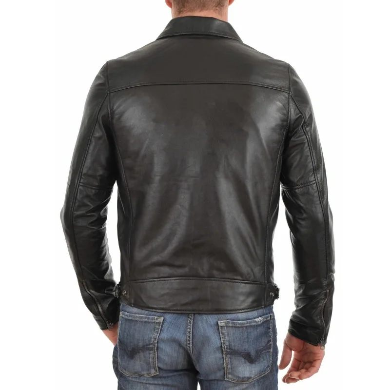 Men's Leather Jackets Motorcycle Bomber Biker White Real Leather Jacket Men