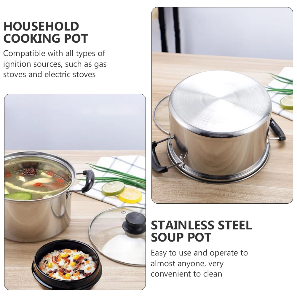 

1Pcs Stainless Steel Soup Pot Premium Kitchen Cookware Smooth Polished Multifunctional Pot for Gas Electric Stove Use