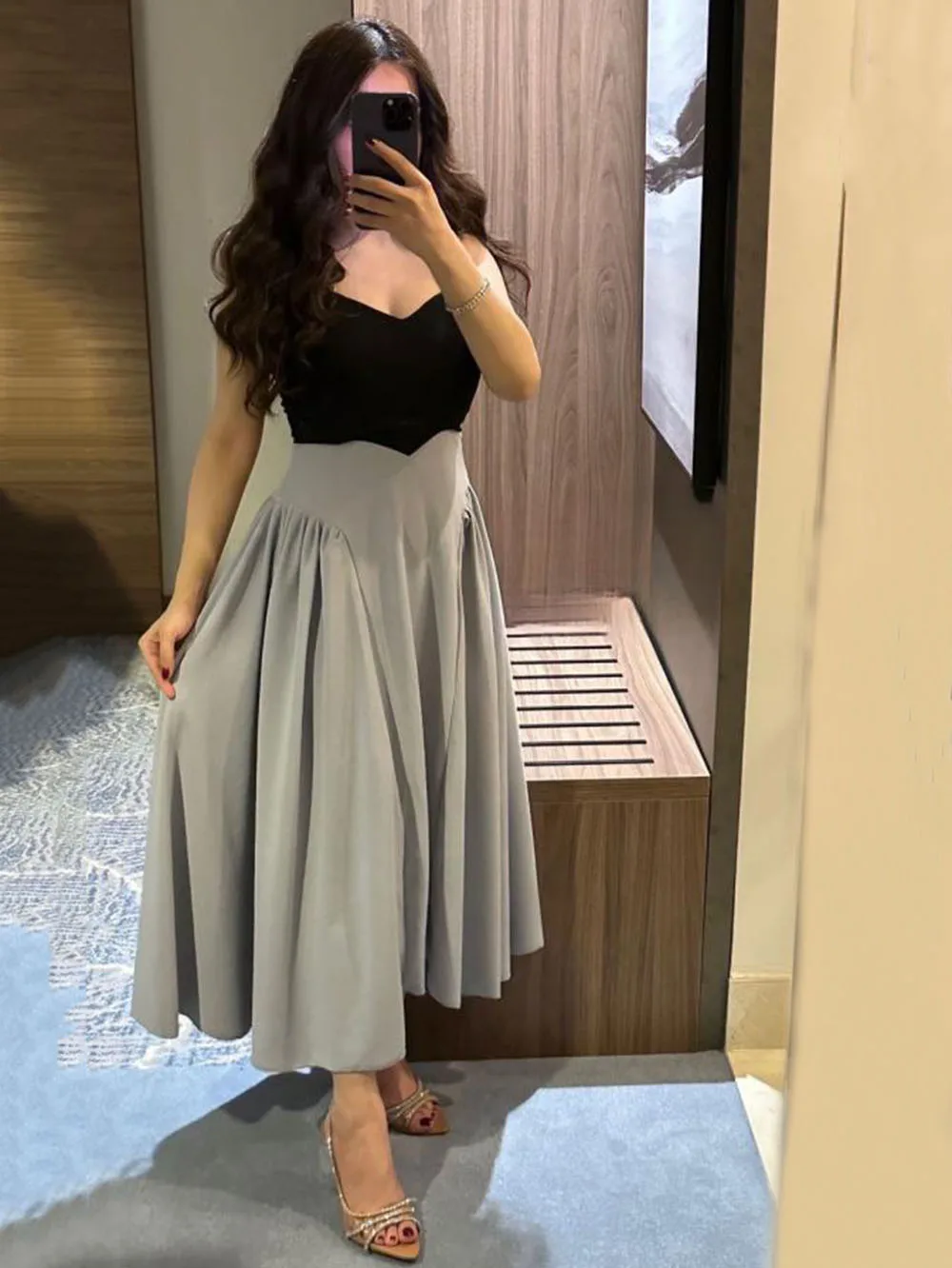 Op maat gemaakte nieuwste galajurken 2025, contrasterende kleur, bruiloftsjurken, korte avondjurken, halfhoge kuitlengte, eenvoudig in de uitverkoop