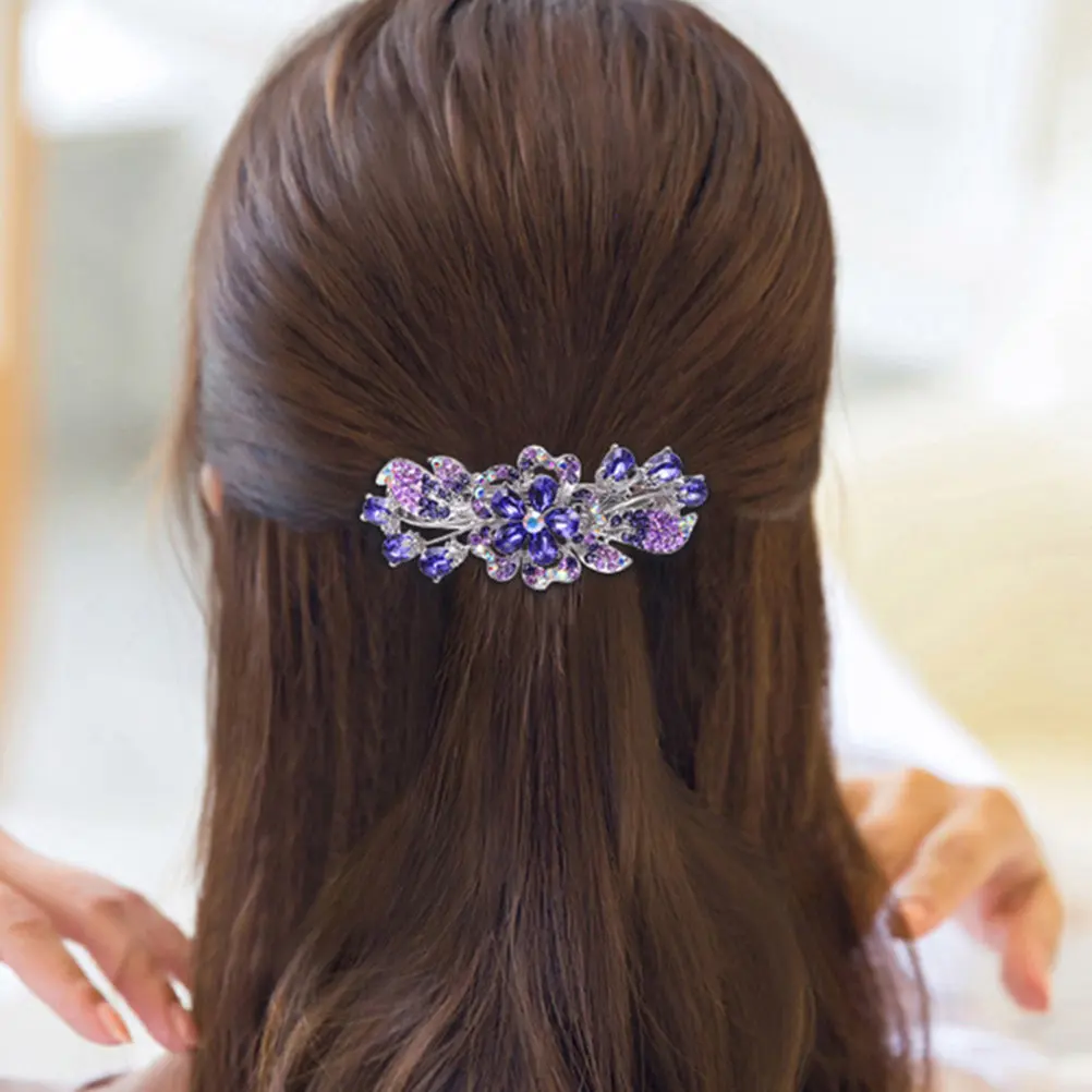 

2Pcs Rhinestones Hair Clips Back Hair Barrettes Ponytail Holders Styling Accessories for Women Girls Daily Party