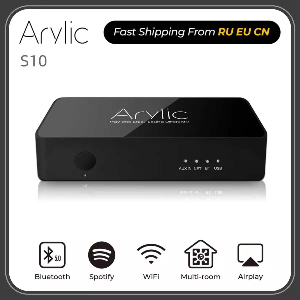 מגבר אודיו סטריאו HiFi חדש Arylic S10+ עם WiFi ו-Bluetooth 5.0 ו-Tadil Airplay DLNA מגבר אודיו מרובה חדרי אינטרנט