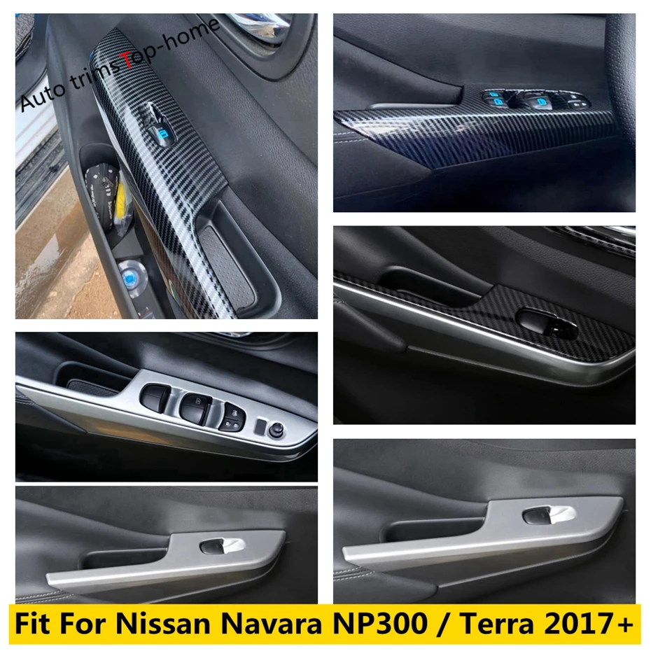 

Window Lift Button Switch Decor Panel Cover Trim Carbon Fiber Matte Car Accessories For Nissan Navara NP300 / Terra 2017 - 2021