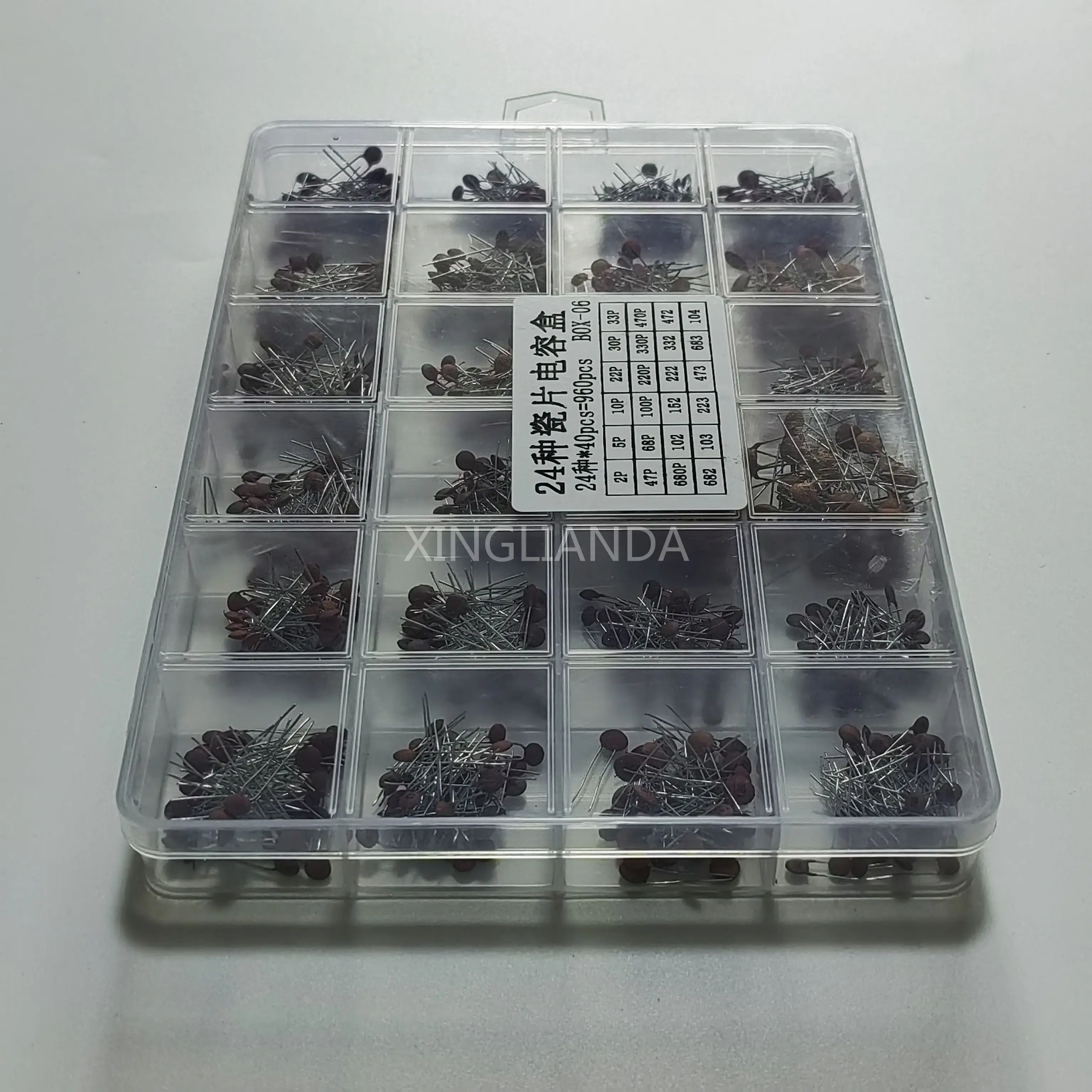 960 peças 24 valores * 40 peças = 960 peças 50v capacitor cerâmico kit sortido conjunto + caixa