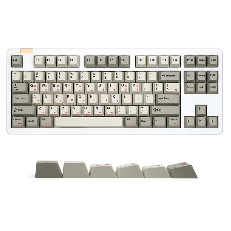 Imagem -01 - Teclas Coreanas Cereja Perfil Teclado Mecânico Inglês Retro Keycap Conjunto 141 Teclas Russo Grego Branco Vintage teclas coreanas cereja perfil teclado mecanico ingles retro keycap conjunto 141 teclas russo grego branco vintage 01