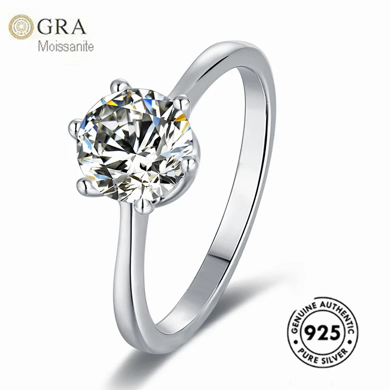 

Wholesale Jewellery S925 Italian Ring Silver 1ct Moissanite GRA Certification Engagement Jewelry Ready For Ship