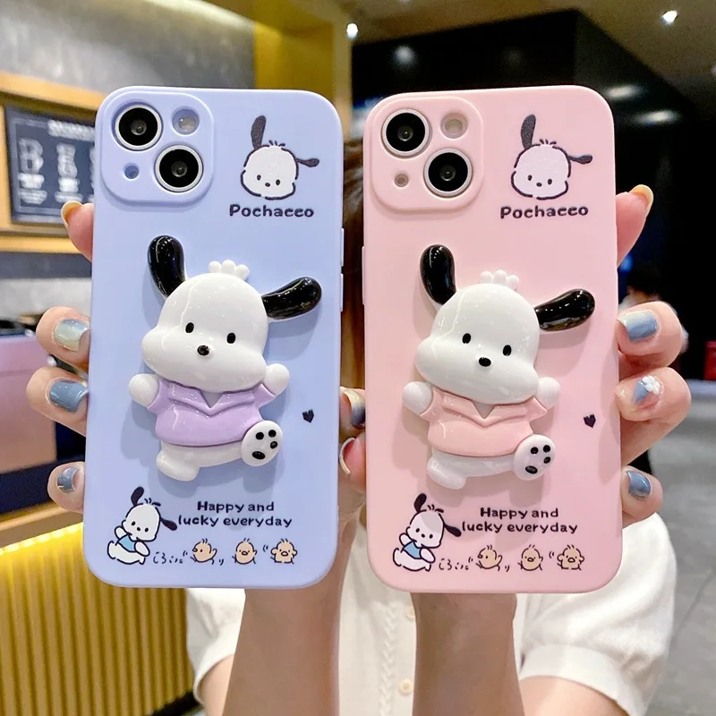 

Luxury 3D Sanrio Kawaii Sanrio Pachacco Phone Case For iPhone 16 15 14 13 12 11 Pro Max Kawaii Cute Cover Y2K Girl Soft Shell