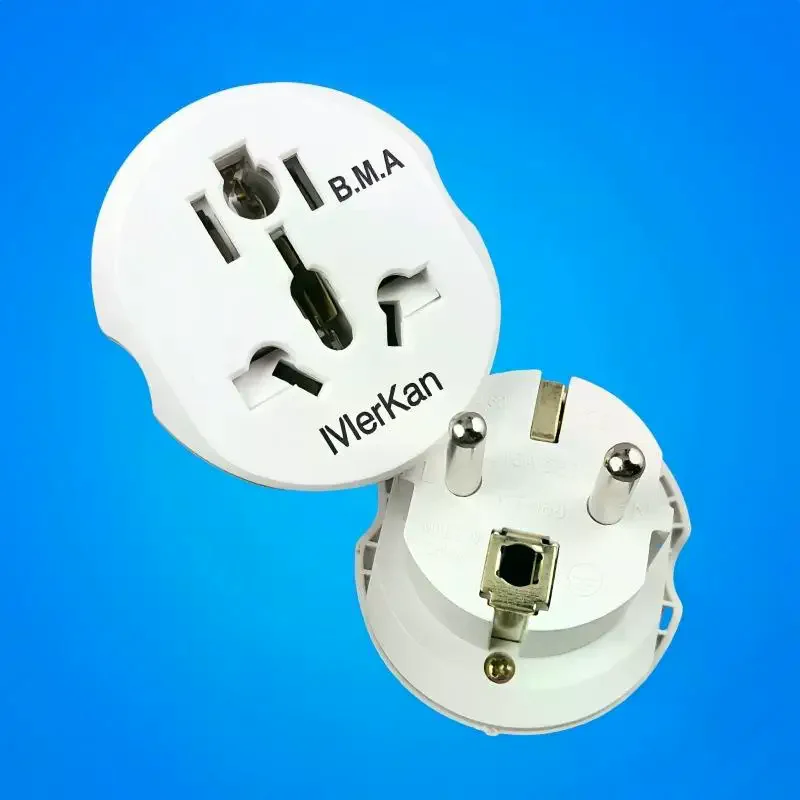 1Pcs Universal AU US UK CN To EU KR Wall Socket EU Plug Adapter 16A 250V Travel Adapter Converter 2 Round Socket
