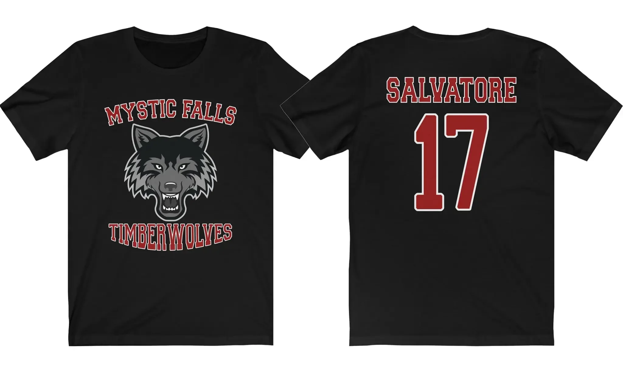 Футболка Mystic Falls Timberwolves Salvatore 17 с дизайном, вдохновленным сериалом «Дневники вампира», для старшеклассников Вирджинии