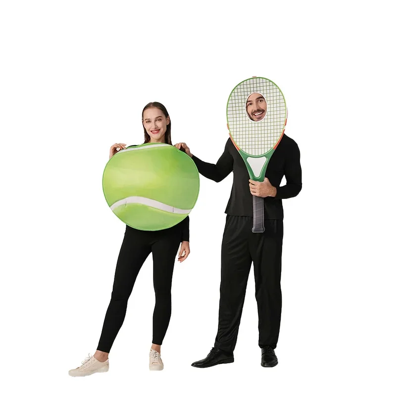 

2-piece Adult Couple Tennis Party Costumes, Carnival Halloween Funny Stage Performance Makeup Ball Cosplay Disguise Outfit