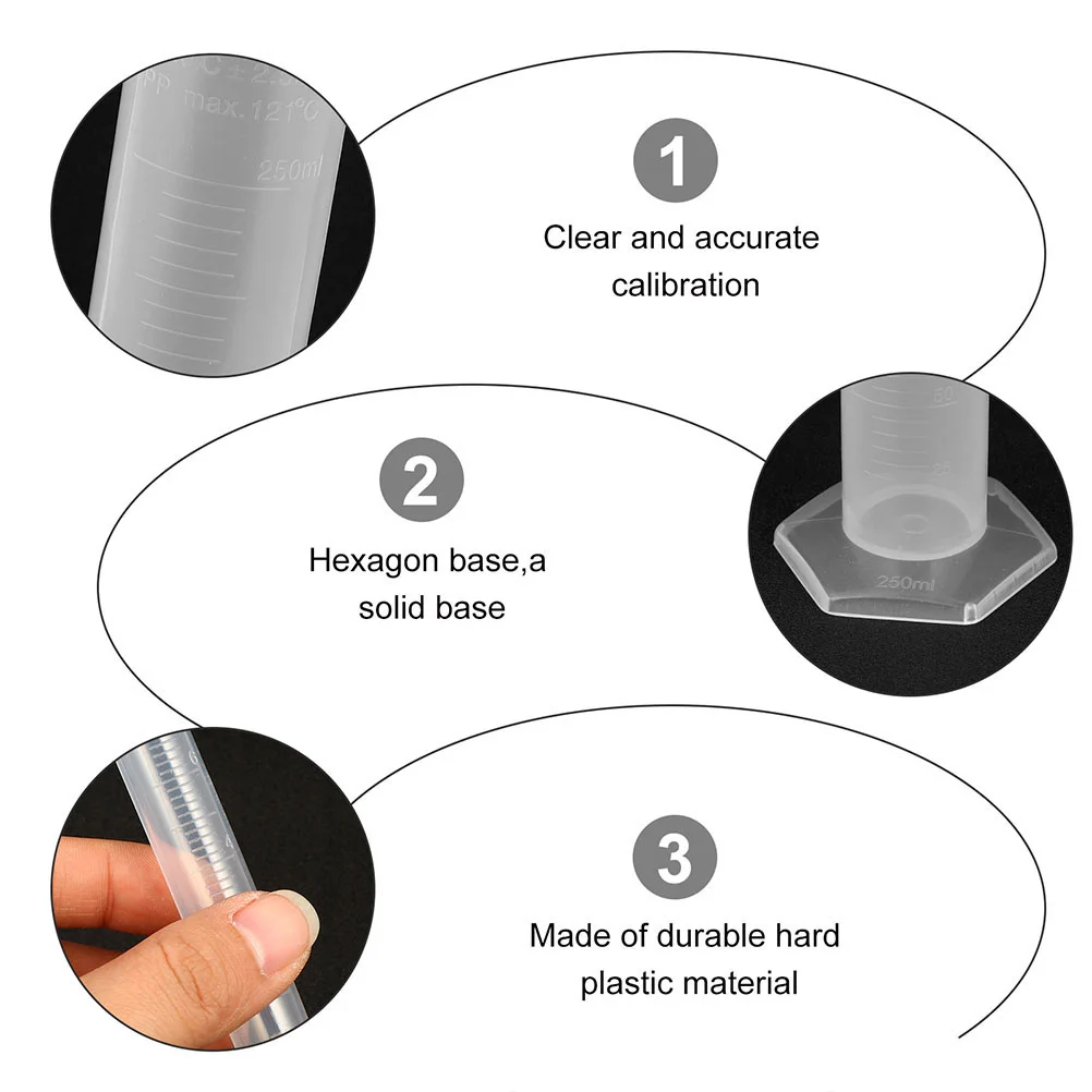 2 шт. мерный стакан, пластиковый цилиндр, градуированная пробирка для химической лаборатории, принадлежности, профессиональный инструмент