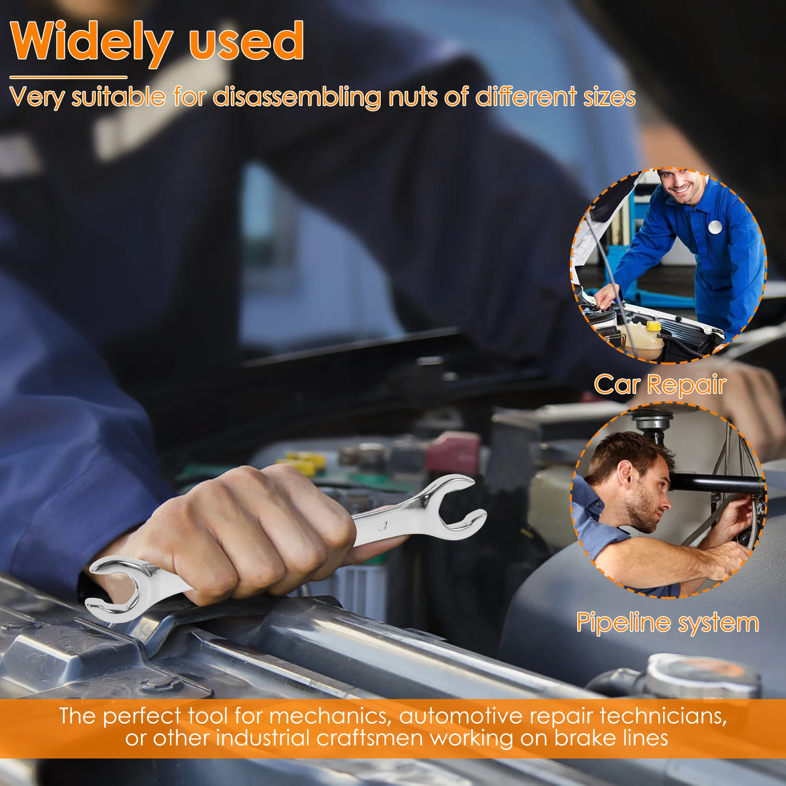 3 قطعة متري مضيئة الجوز مجموعة مفتاح ربط مزدوجة نهاية حلقة مفتوحة مجموعة مفتاح ربط الكروم الفاناديوم الصلب الفرامل خط ميكانيكا وجع أداة اليد #5