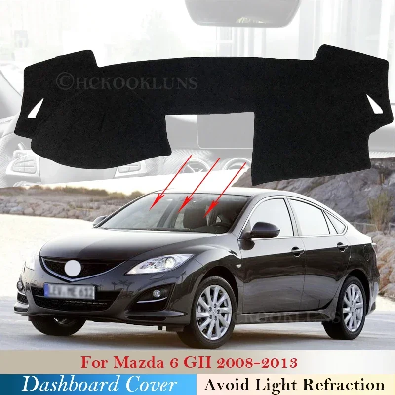 Anti-Rutsch-Matte, Armaturenbrett-Abdeckung, Teppich, Sonnenschutz, Armaturenbrett-Zubehör für Mazda 6 2008–2013 Atenza 2009 2010 2011 2012