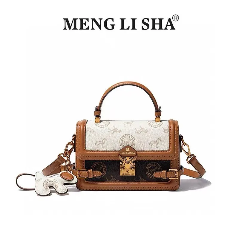 Torebka damska Menglisha 2024 wiosna/lato nowa torebka wysokiej klasy designerska torba Crossbody na jedno ramię Retro mała torba kwadratowa