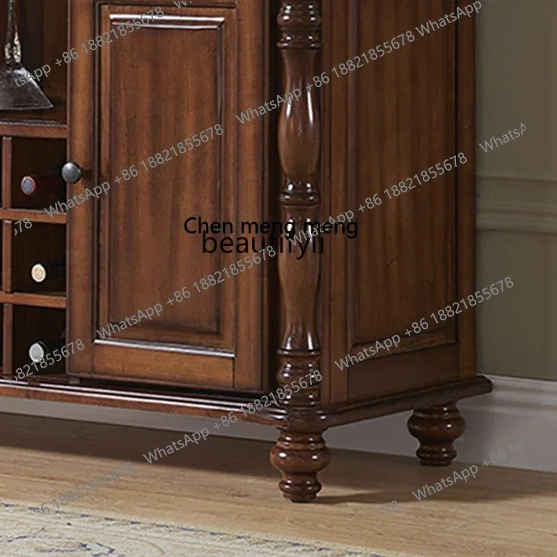 ss8350 American all solid wood living room storage small vertical cabinet master bedroom dining side cabinet five drawers bedsid