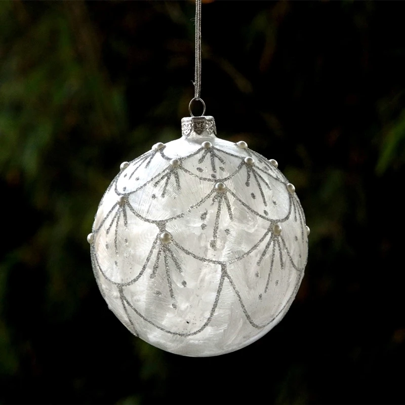 Free Shipping 8pcs/pack Diameter=8cm 10cm Creative Feather Paint Glass Globe Christmas Ball Tree Hanger Handmade Ornament