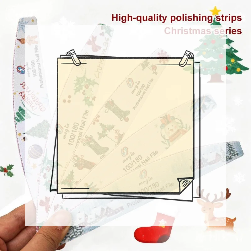 Christmas Nail Files Double-Sided Manicure Gel Nails Home Salon Washable Nail Gel Remove Polish Buffer Boards New Year Files1pcs