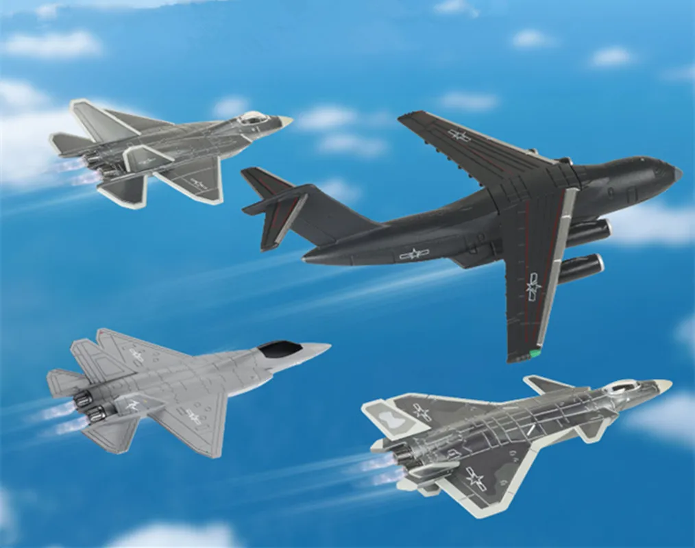 Miniature Military Aircraft Model Set Alloy J-20 Y-20 Fighter Jets Display Ornaments with Stand Small Scale Aviation Collection