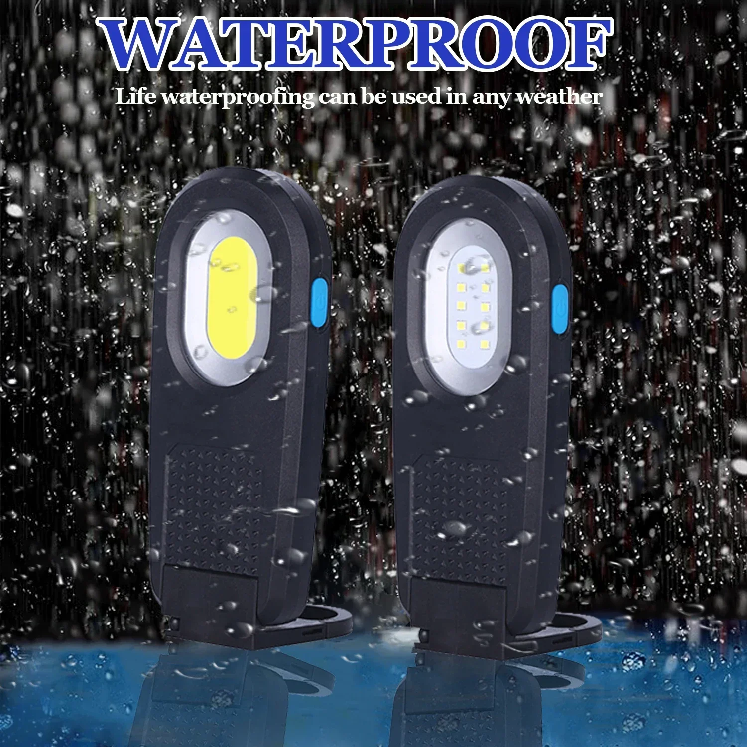 COB LED Work Light Portable Flashlight Auto Repair Lights Torch Lantern with Tail Magnet Hook