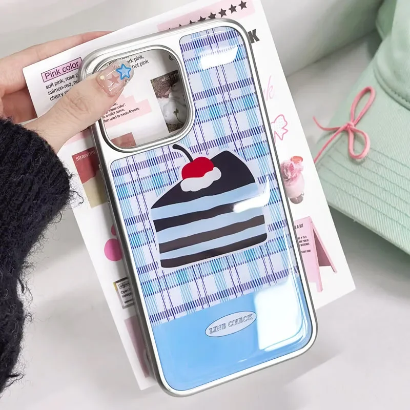 

Чехол для телефона Samsung S23 24 25 26 FE Plus Ultra Edge с эффектом сладкого вишневого торта, гальваническим покрытием и защитой от падений, в стиле Y2K