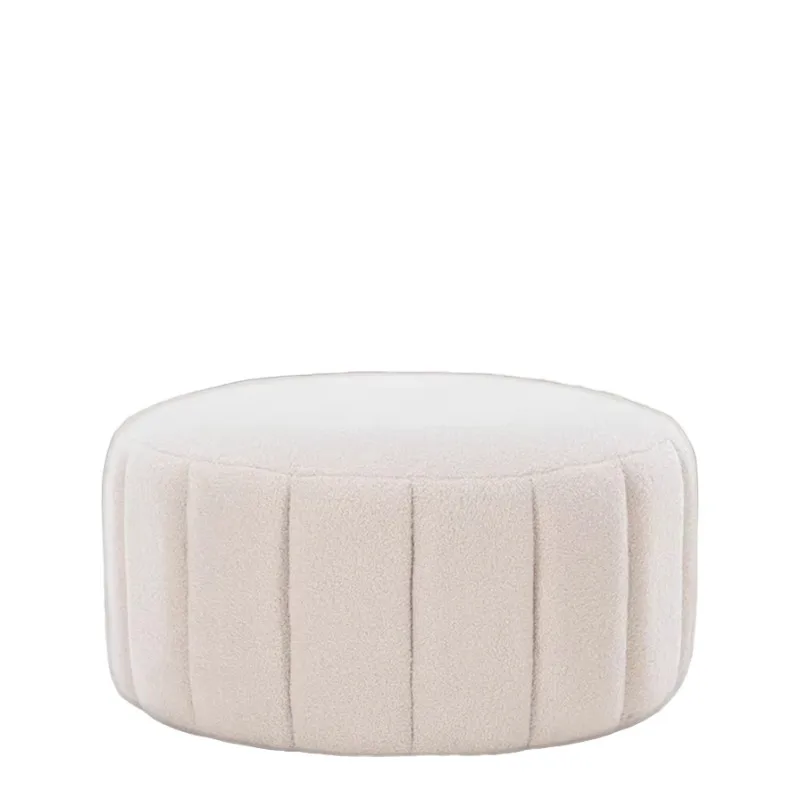 Simple Brown Pouf Ottoman Footless Bench Farmhouse Home Living Room Bedroom Stool Accent Fabric Durable Modern Apartment Luxury
