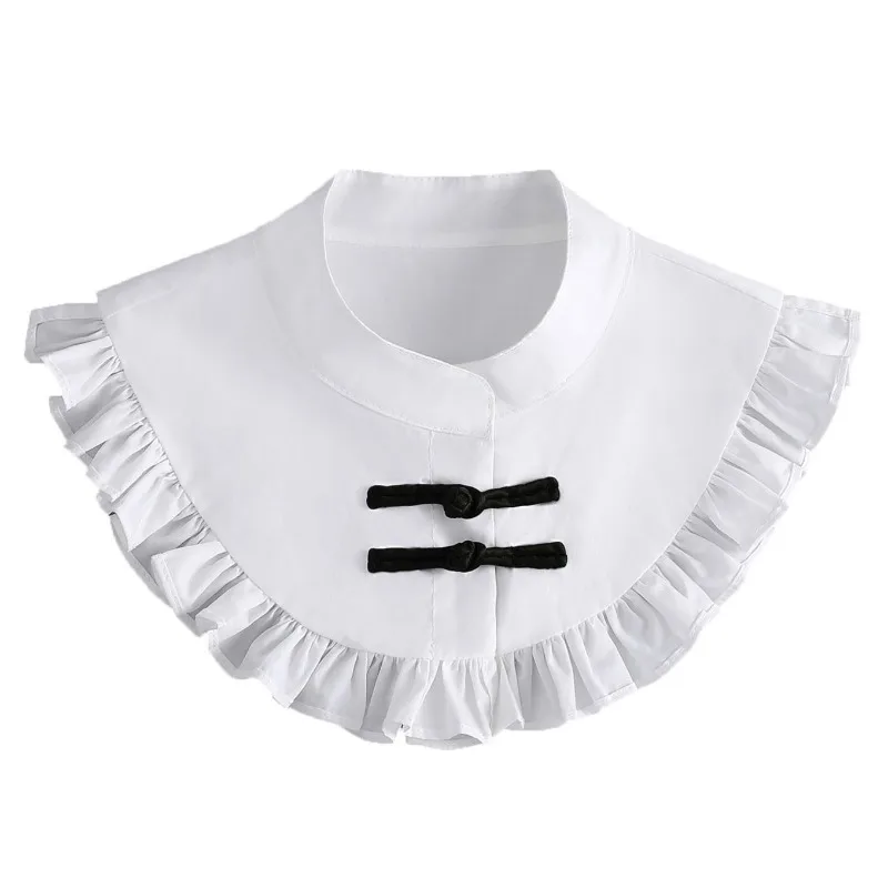 Round Neck Fake Collar for Women Girls Cotton Ruffled Detachable Half Shirt Blouse False Collar Women Clothes Accessories