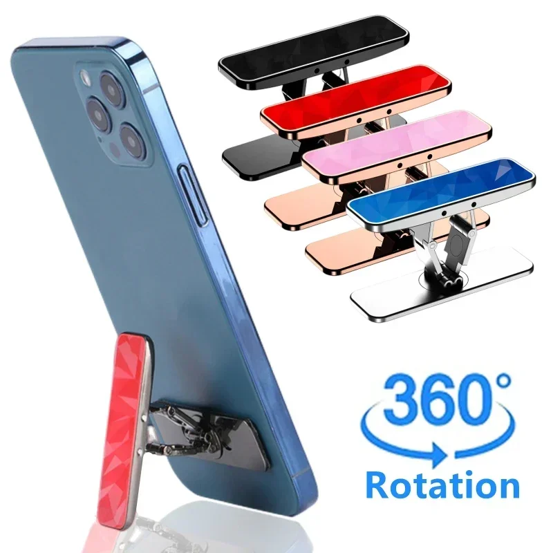 Luksusowy mini uchwyt na telefon Metalowy składany stojak na telefon Invisible 360 °   Obróć uchwyt na telefon komórkowy z podpórką na telefon biurkowy