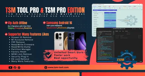 TSM TOOL PRO activation Repair  Flash,Unlock,Utility,FRP & KG/MDM Removal Support Qualcomm ,Mediatek,Unisoc,Kirin,Hisilicon