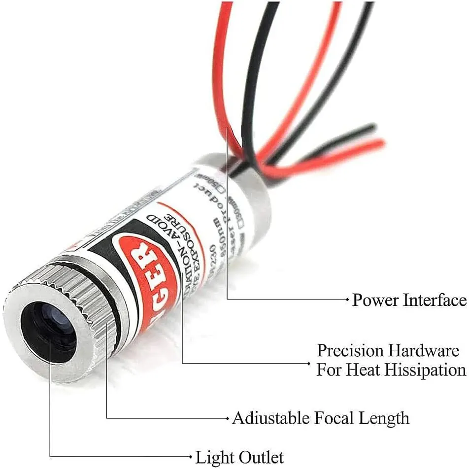 3pcs Dot/Line/Cross Laser 650Nm Focusable Focus Adjustable Lens Laser Red Dot Diode Module 3-5V with Driver Plastic Lens