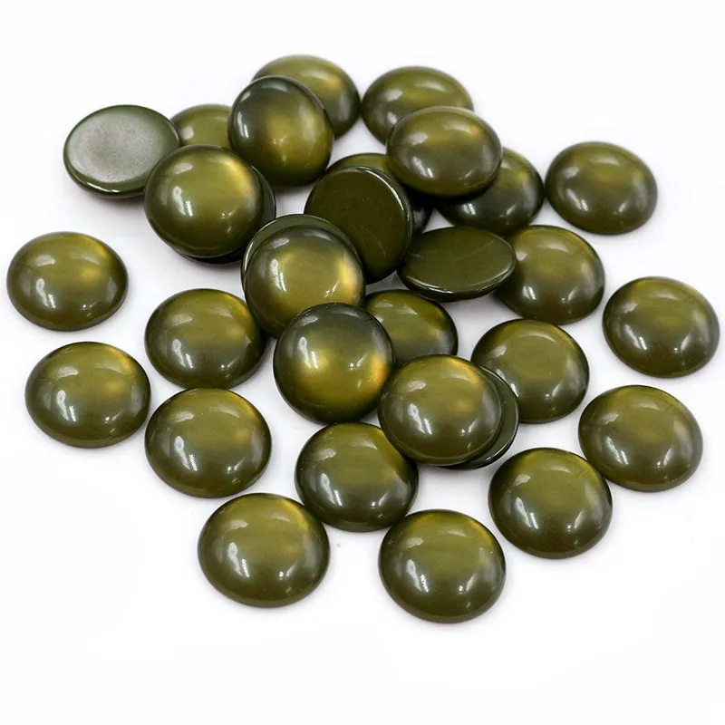 New Fashion 40pcs 12mm Green Color Flat back Resin Cabochons Cameo  G5-09