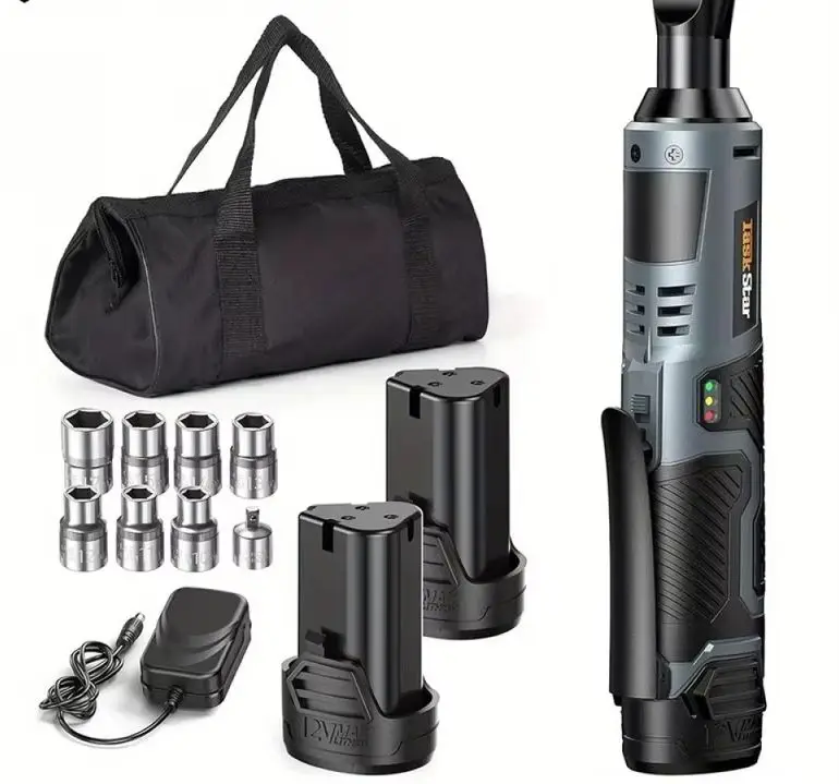 Electric Ratchet Wrench 200RPM Variable Speed Trigger 40Nm Cordless Ratchet Wrench Kit 12V 2*2.0 Ah Batteries Powered