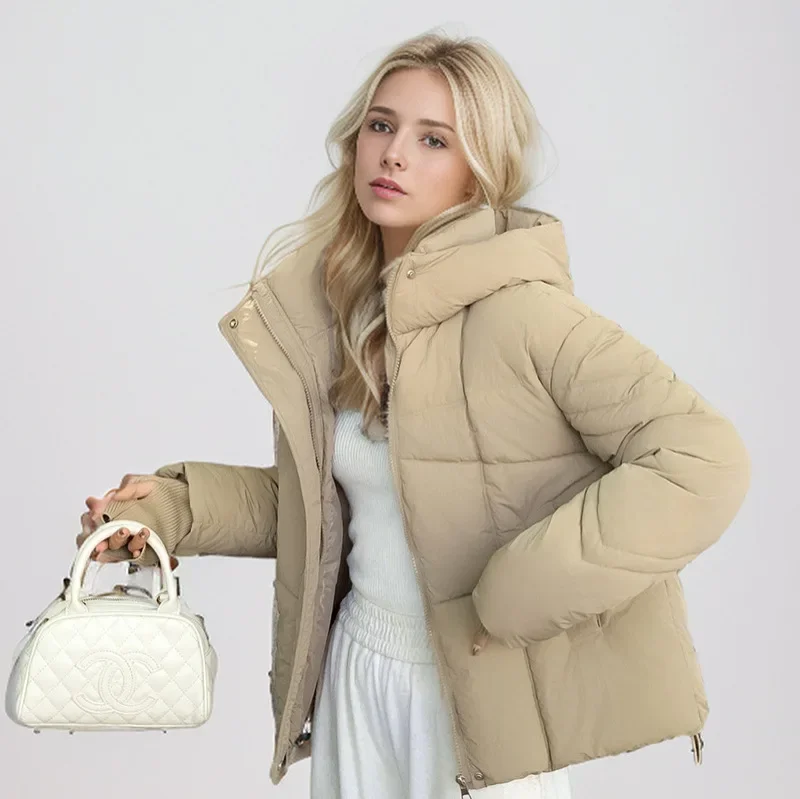 

Women's Winter Demi-season Jacket Female Pure Color Hooded Short Cotton Jacket Women's Thicken Warm Parkas Tops Women's Clothing