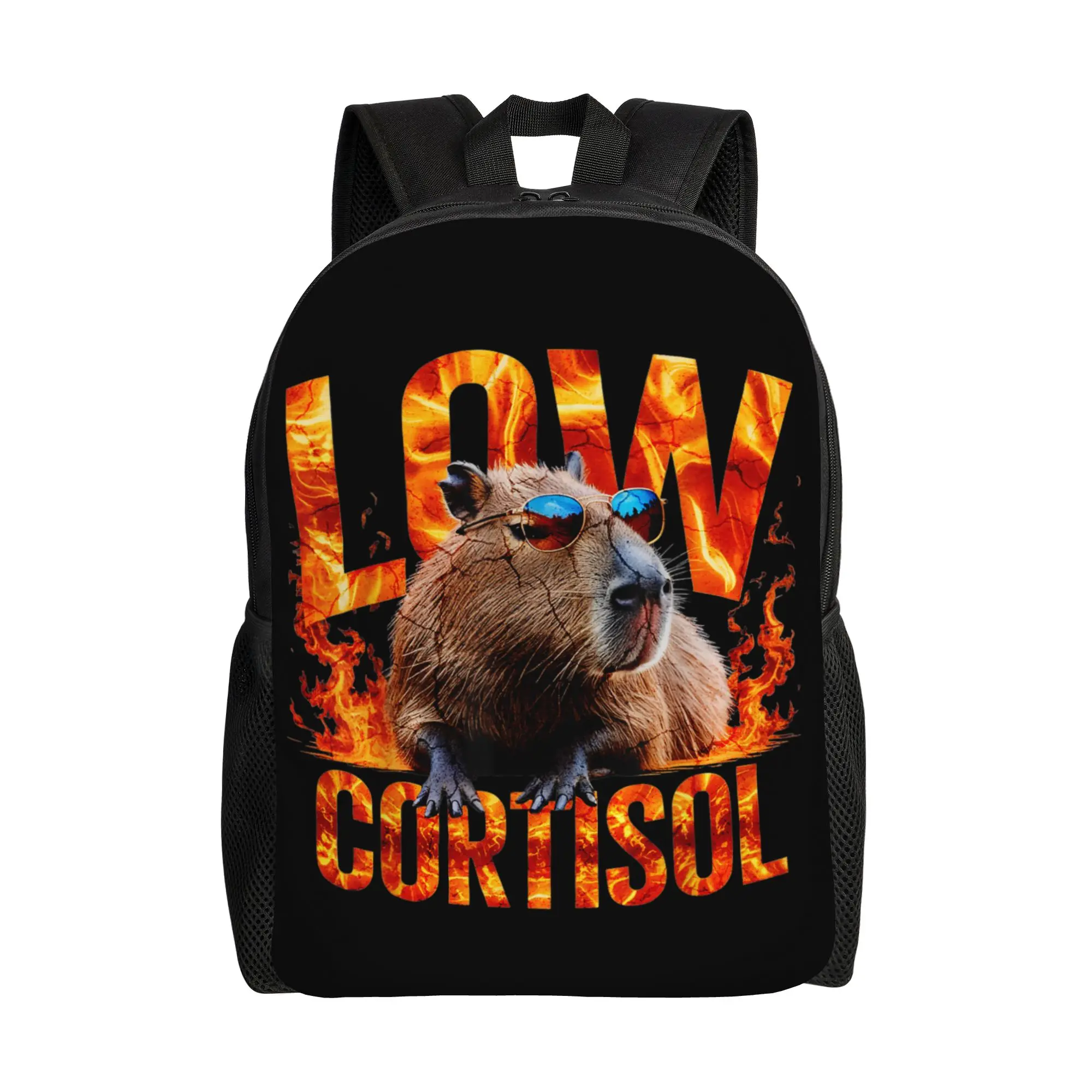 

Low Cortisol Looksmaxxing Capybara Funny Bootleg Graphic Backpack Travel Backpacks Fashion School Bags High Quality Rucksack