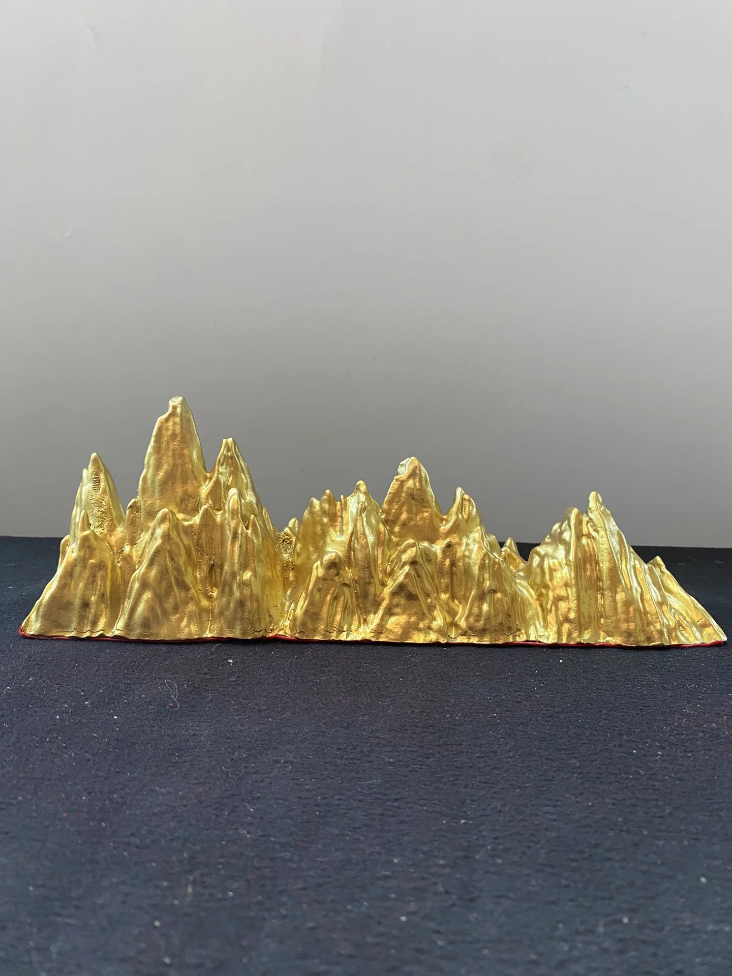 13"Old Brass Rivers and Mountains for Miles Jinshan pen holder mountain statue Stationery screen  Amass wealth Ornaments
