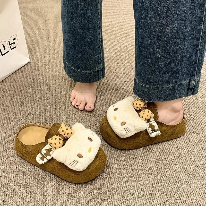 

New Cute Cartoon Kt Cat Casual Slippers Women Thick Soled Comfortable Home Wear Versatile Non-Slip Slippers Autumn Winter Gift