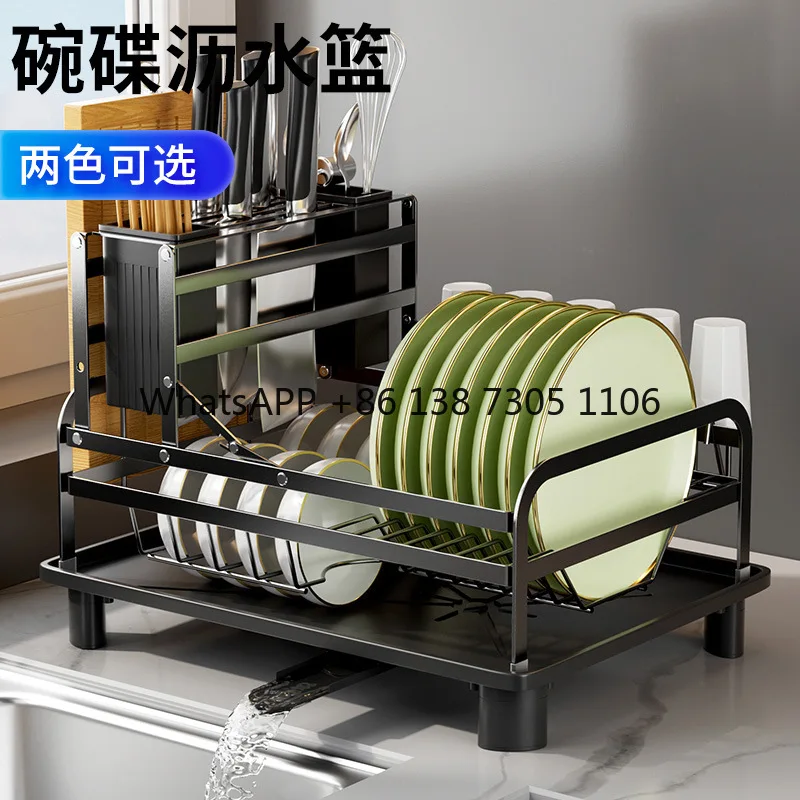 

New integrated retractable dish rack installation-free countertop multi-functional storage rack