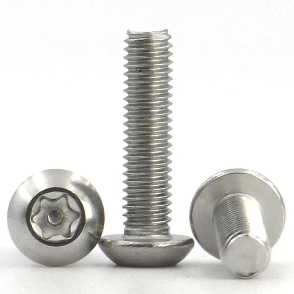 M2 M3 M4 M5 M6 M8 M10 304 Stainless Steel Round Head Six Lobe Torx Button Security Bolt With Pin Anti-theft Tamper Proof Screw
