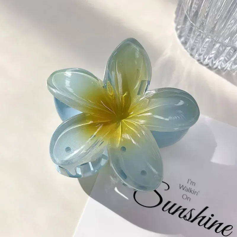 Six colors Gradient Flower Hair Accessories Set Beach Style Hairpins Flower Claw Clips Summer Flower Hairpins Hawaiian Style