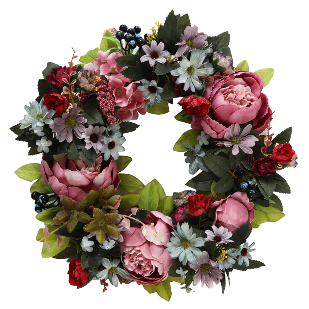 

Simulated Peony Wreath Home Decor Plastic Garland Wall Hanging Decorative Wreaths for Door Wedding