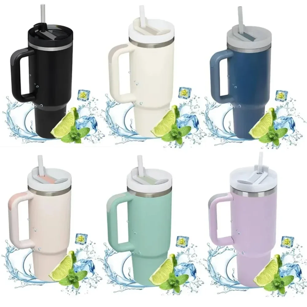 

1200ML Thermal Coffee Car Cup 304 Stainless Steel Insulated Water Bottle Cold Hot Mugs Vacuum Flask With Handle Straw For Sport