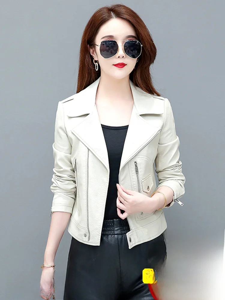   Giacca in Vera Pelle da Donna Ning, Stile Biker, Slim Fit, Nuova Collezione Primavera Autunno 2025, Nera