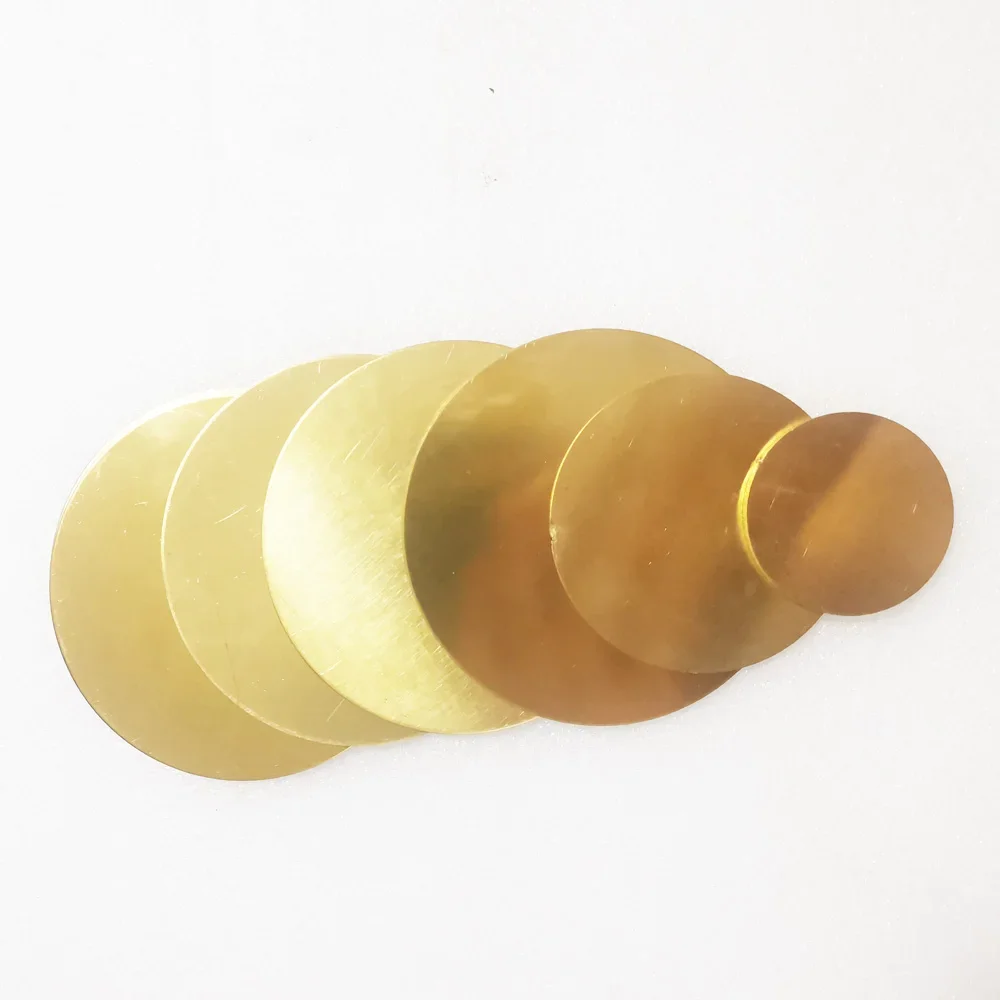 H62 Brass Round Plate Disc DIY Metal Brass gasket Brass Sheet Diameter 10 15 20 25 30 35 40 50~200mm Thick 0.5/0.8/1/1.5/2/3mm