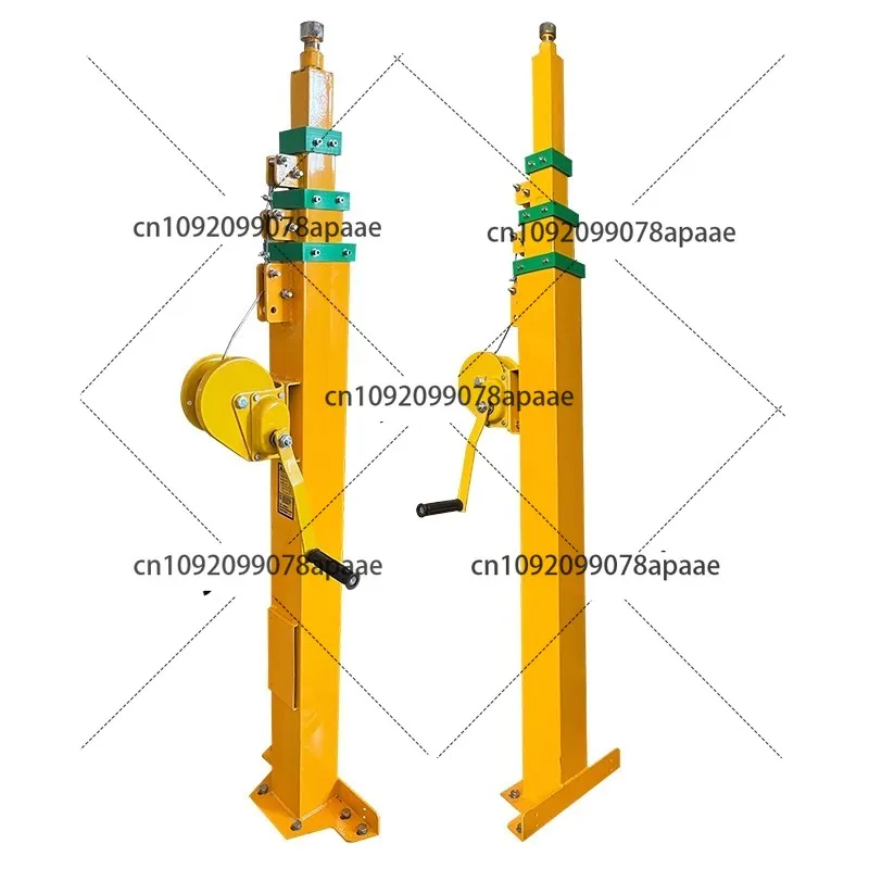 Hand cranked lifting pole, manual telescopic mechanical winch, lifting mast 3/4/5/6/7/8/9 meters