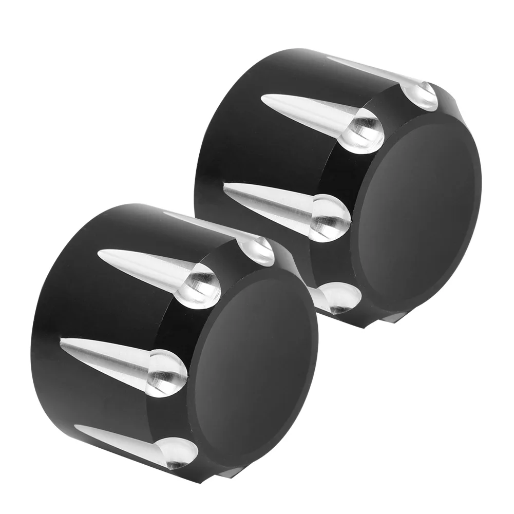 1 par de tapas de tuerca de eje delantero negro para motocicleta Harley Touring Trike Road King Street Glide para Softail Dyna