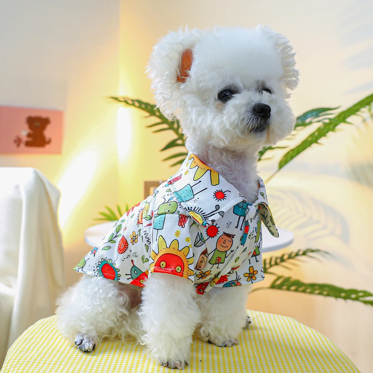 1PC Pet Clothing Dog Spring/Summer Thin Fairy Tale Kingdom Coat Shirt Homewear With Drawstring Buckle For Small Medium Dogs