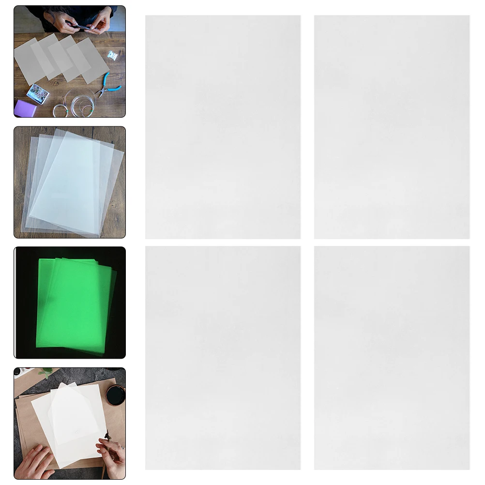 

4pcs Translucent Heat Shrinkable Sheets Luminous Diy Craft Glow In Dark Materials Night Light Decorations Shrink Bops