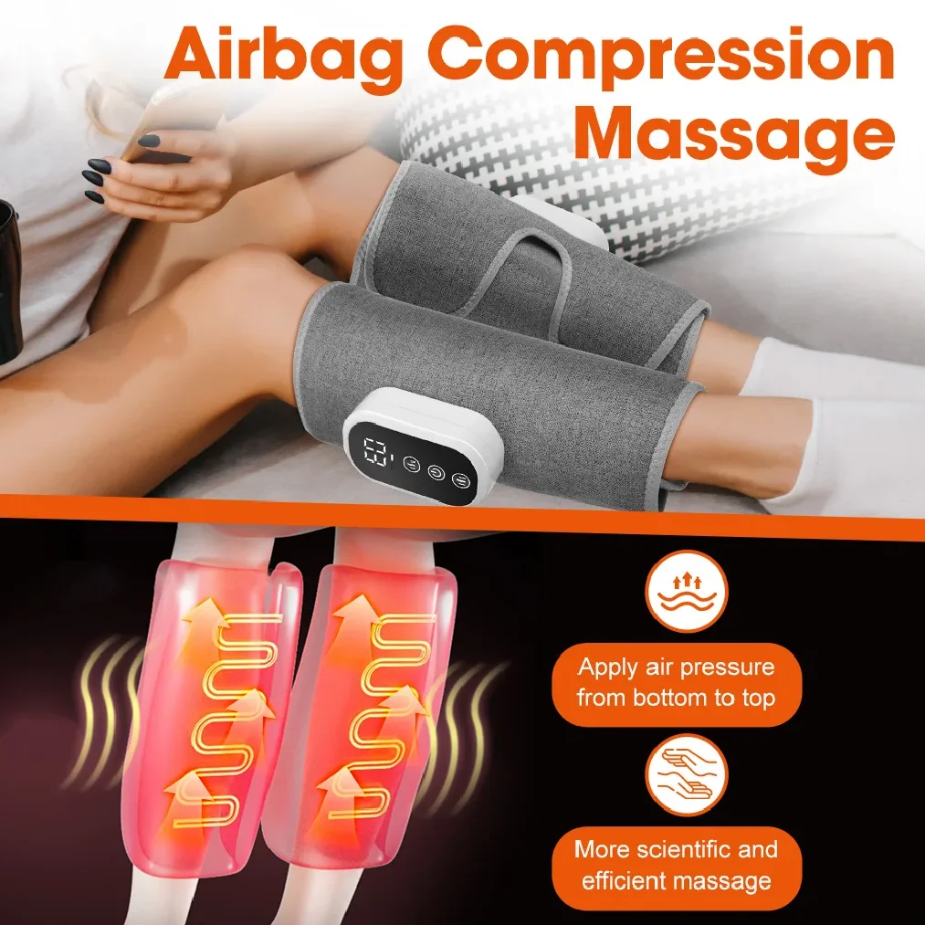 Newest Air Pressure Calf Massager Hot Compress Electric Airbag Leg Massage Machine Foot Calf Muscle Relax Blood Circulation