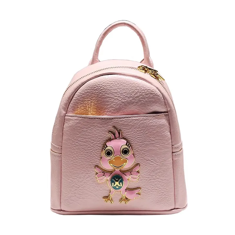 Cute Animal Pattern Decorate Mini Schoolbag with Pure color 2024 New Fashion High Quality Leather Travel Backpack for Children