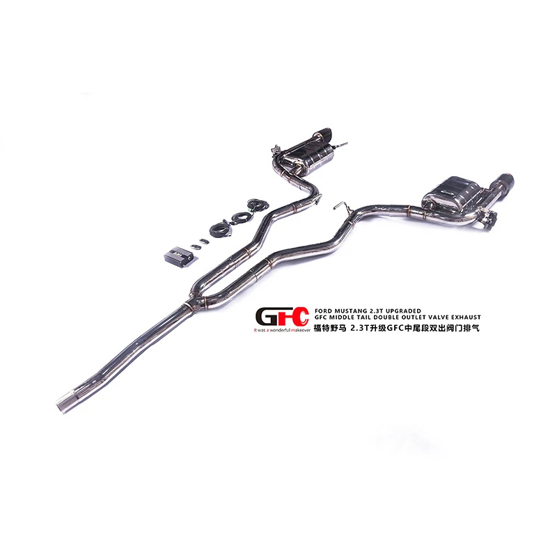 [Custom product] For Ford Mustang 2.3 catback exhaust muffler, 304 stainless steel remote control electric valve exhaust system