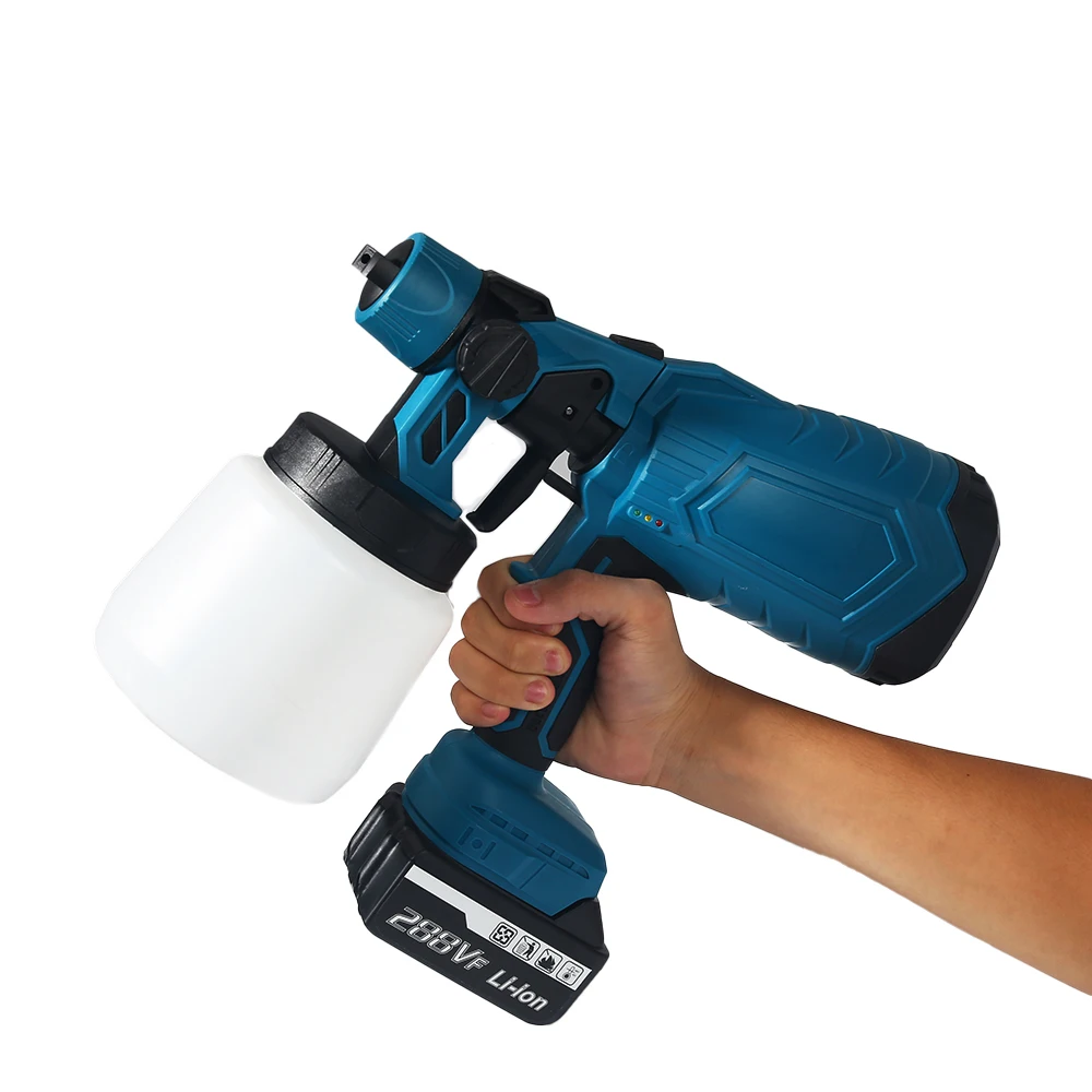 1000ML Elektrische Spritzpistole HVLP Auto Möbel Stahlbeschichtung Airbrush Kabellose Farbspritzpistole für Makita 18V Akku – Detail 14